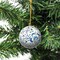 Set of 3 Decorative Paper Hanging Blue Balls Hand Painted Ornaments with Glossy Finish